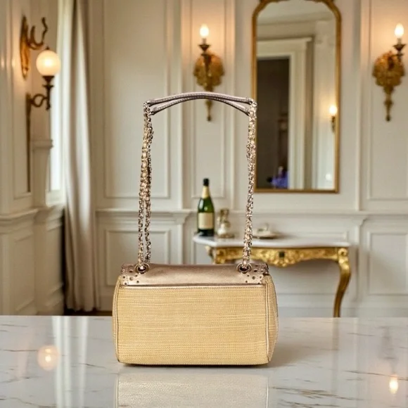 New! Michael Kors Violet Vivian Metallic Gold / Natural Two Way Bag (NWOT) - Picture 2 of 6